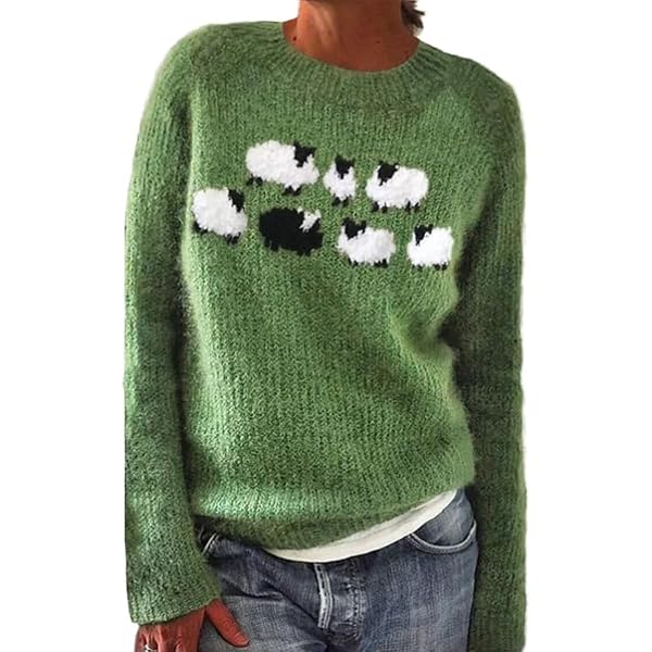 Black Sheep Sweater Women-Women's Oversized Sheep Print Sweaters